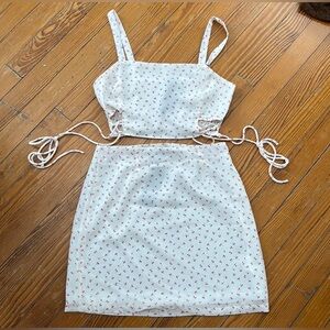 🍒Nasty Gal Working Cherry Hard High-waisted mini skirt size 4 US and top set🍒